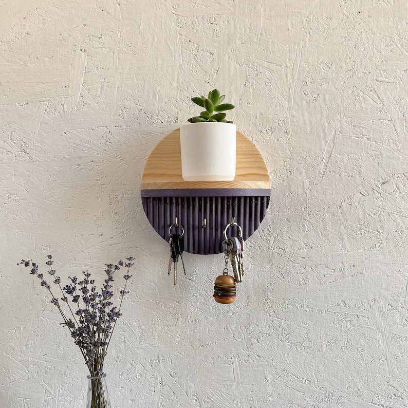 Key Holder with Round Minimalist Shelf