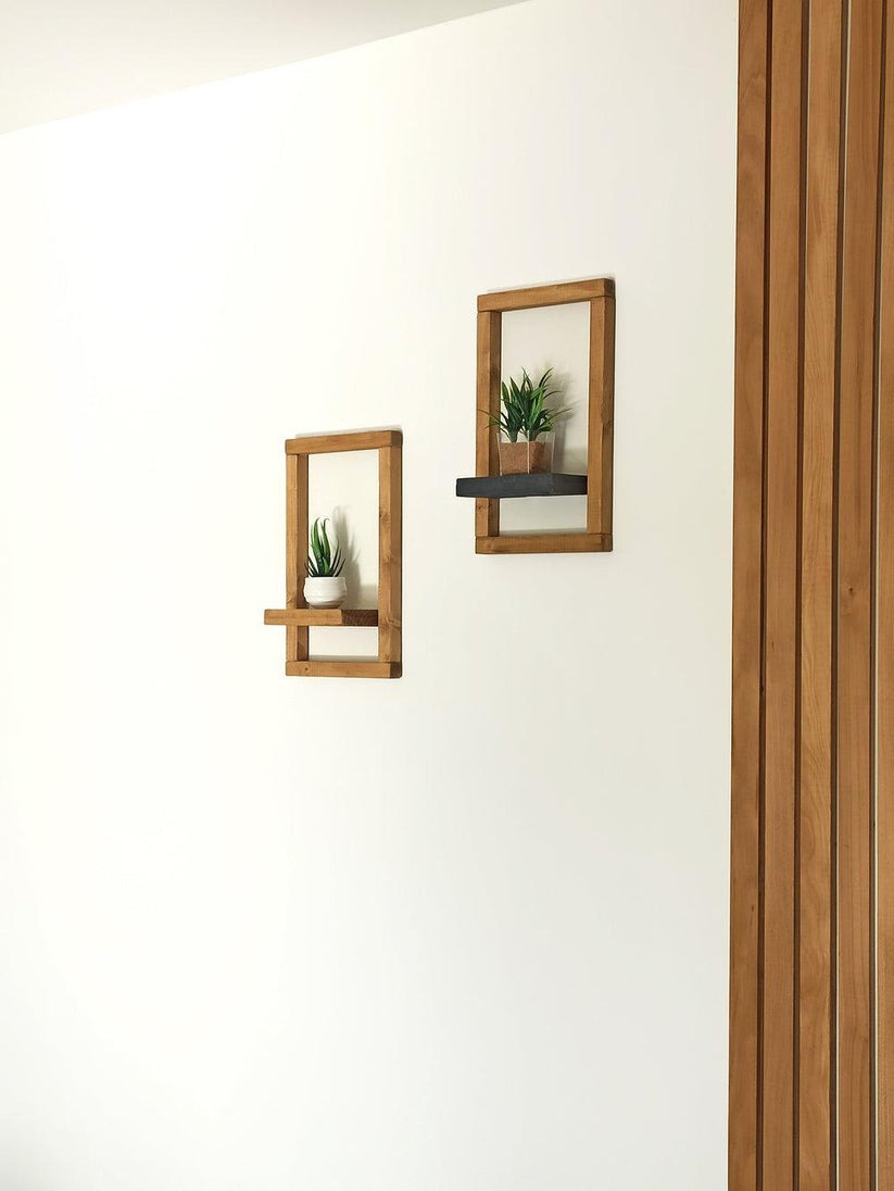 Pair of Square Display Shelves