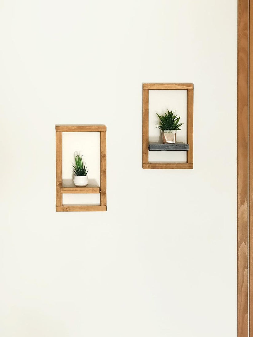 Pair of Square Display Shelves