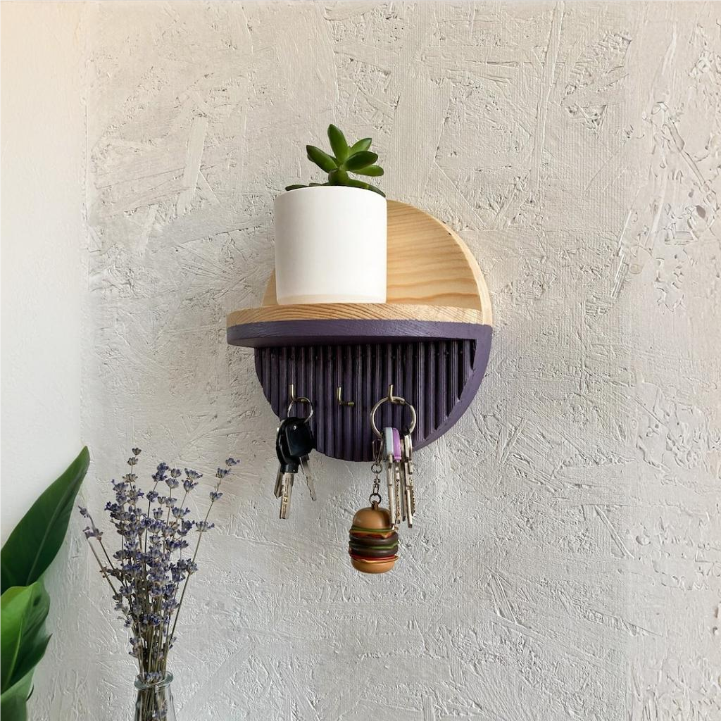 Key Holder with Round Minimalist Shelf