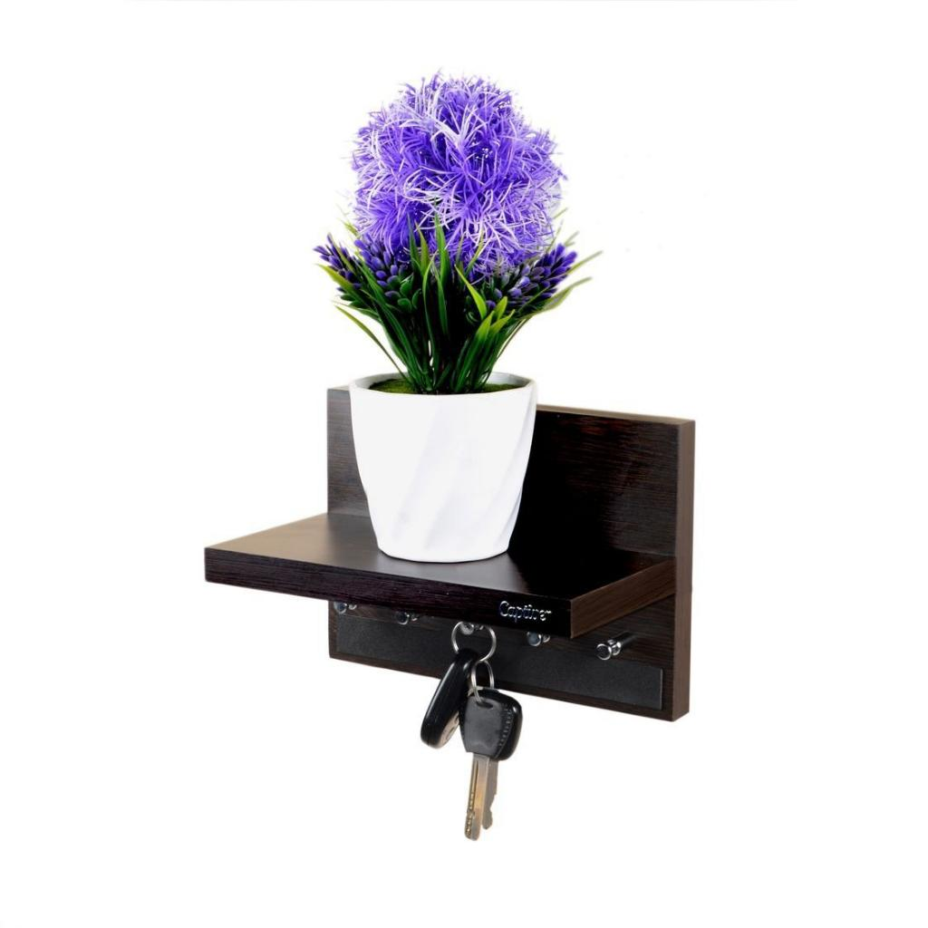 Wall-Mounted Key Holder with Display Shelf (without plant)