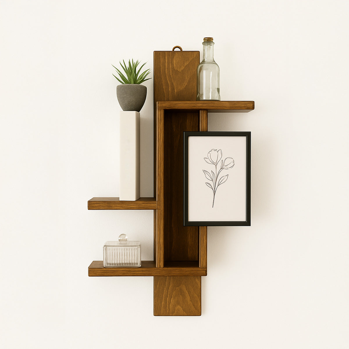 Geometric Solid Wood Wall Shelf