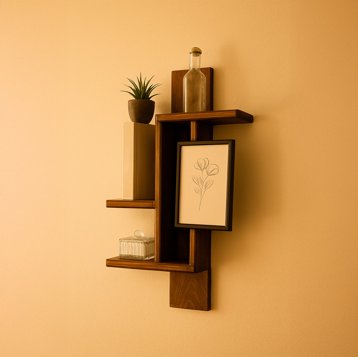 Geometric Solid Wood Wall Shelf